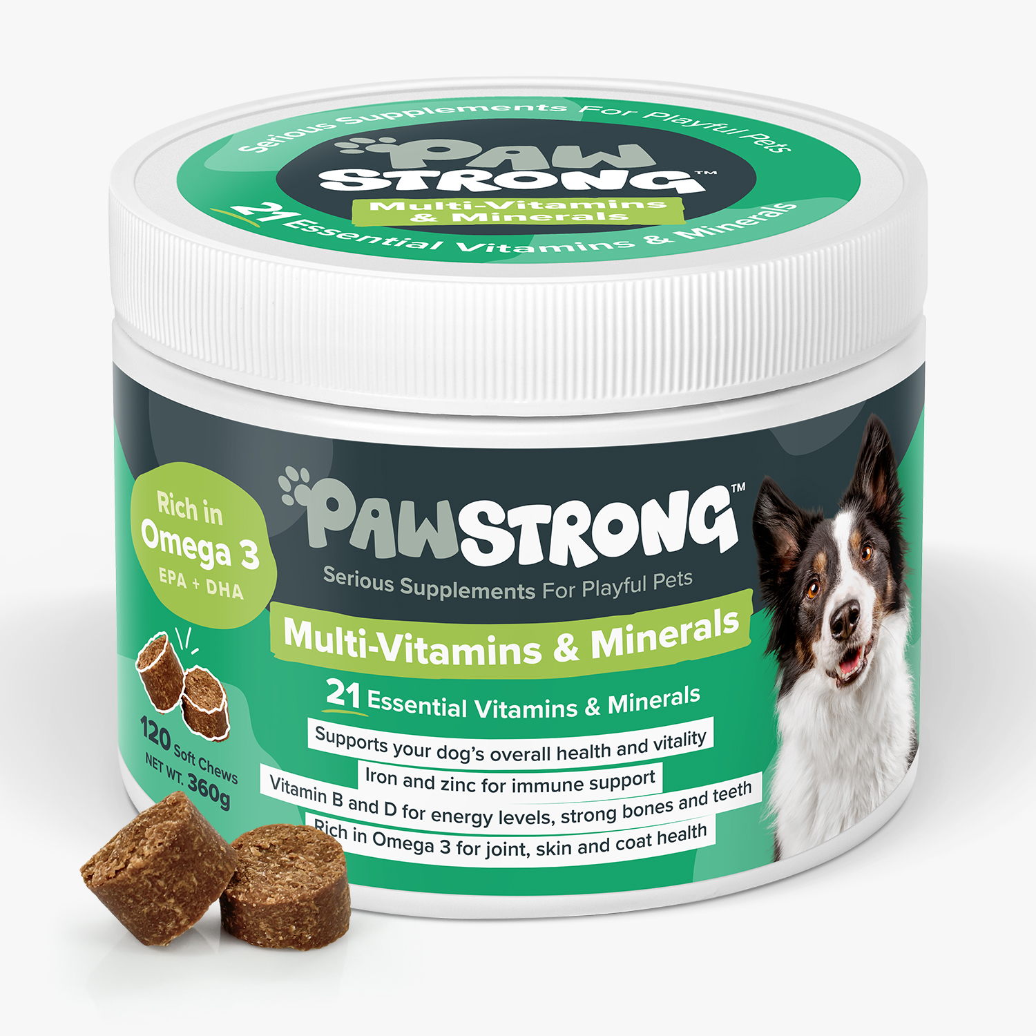 Pawstrong Multi-Vitamins & Minerals Supplement for Dogs 120 chews 360g 
