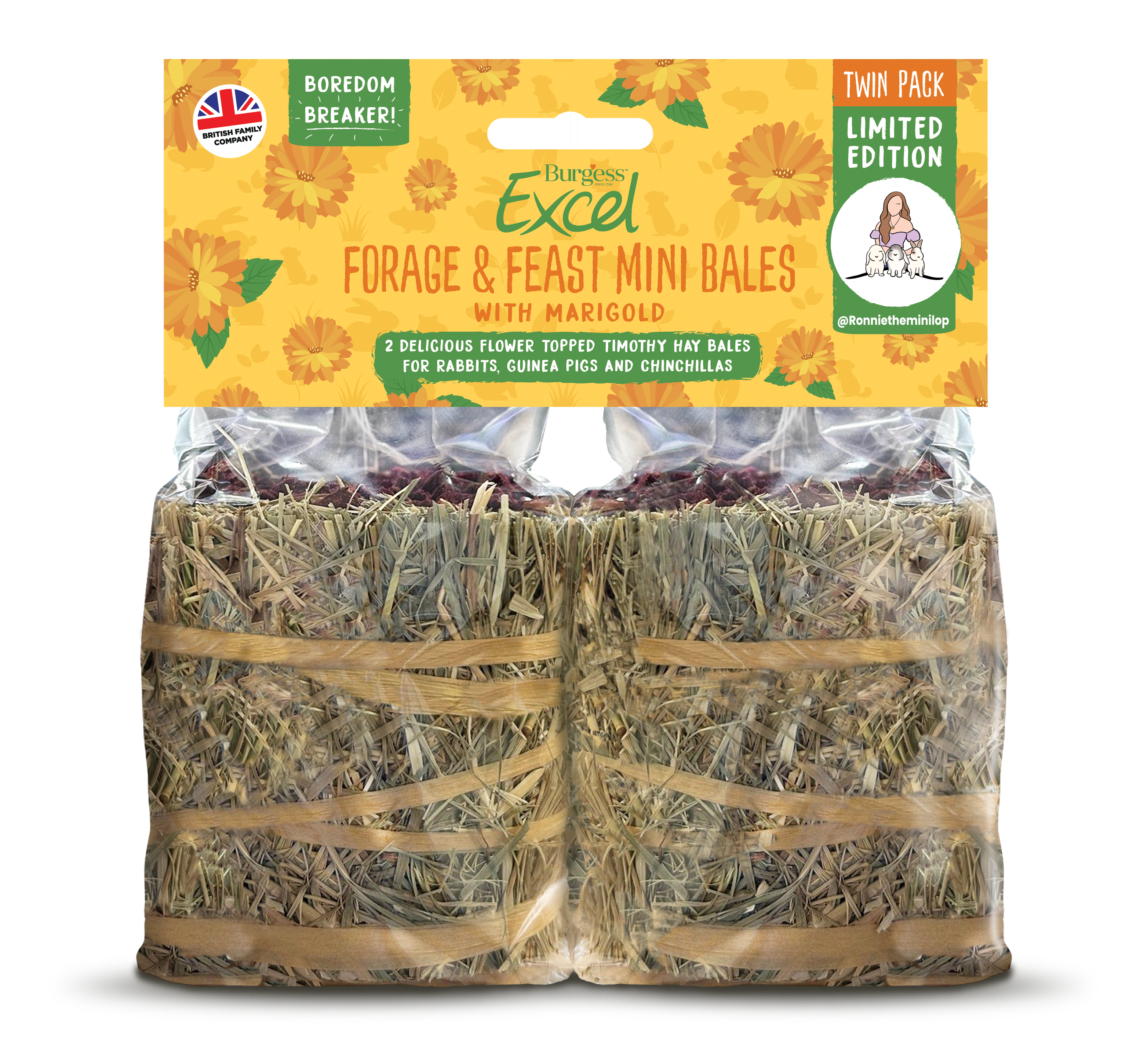 Excel Forage & Feast Mini Bale with Marigold Twin Pack