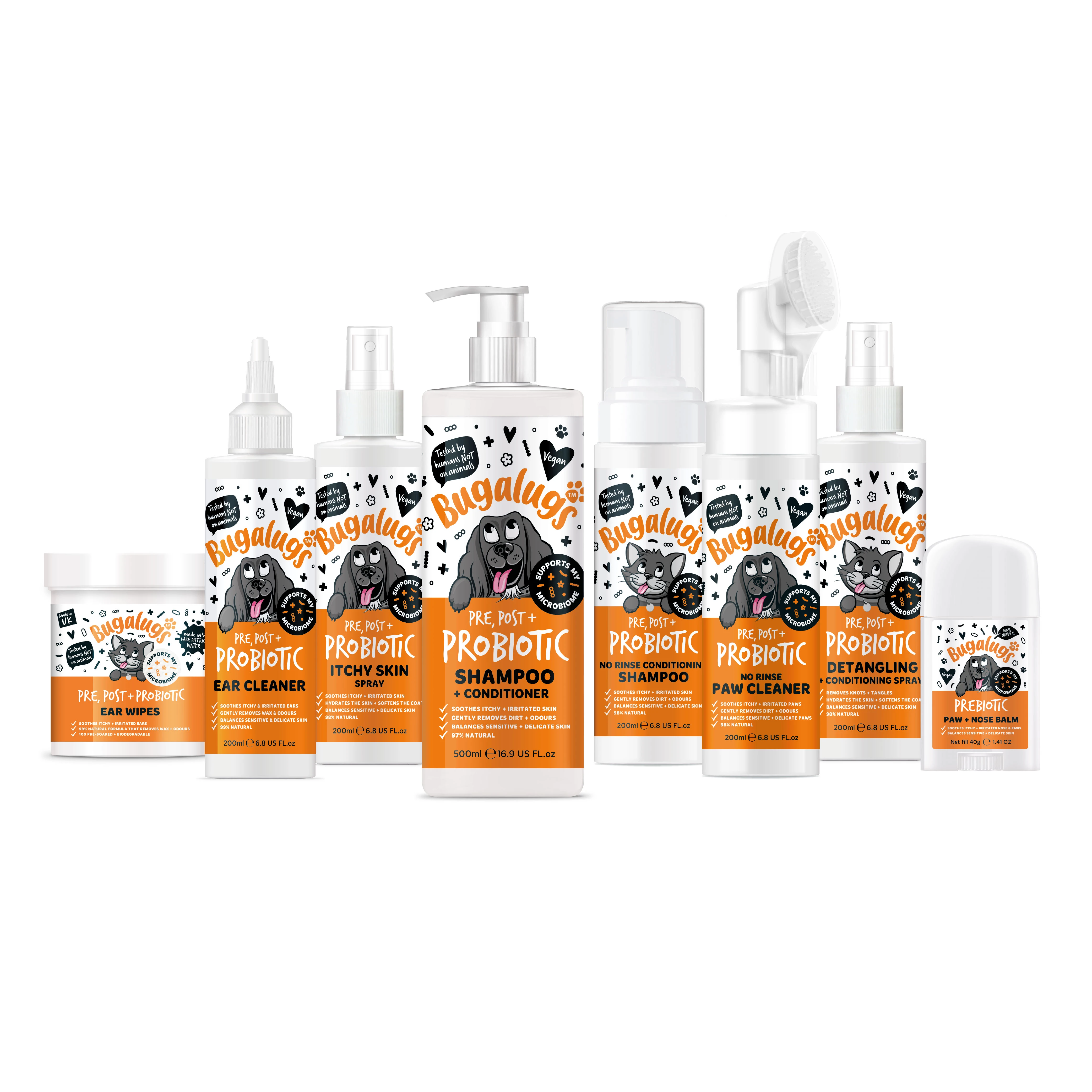 Bugalugs Pre, Post & Probiotic Grooming Range for Cats & Dogs