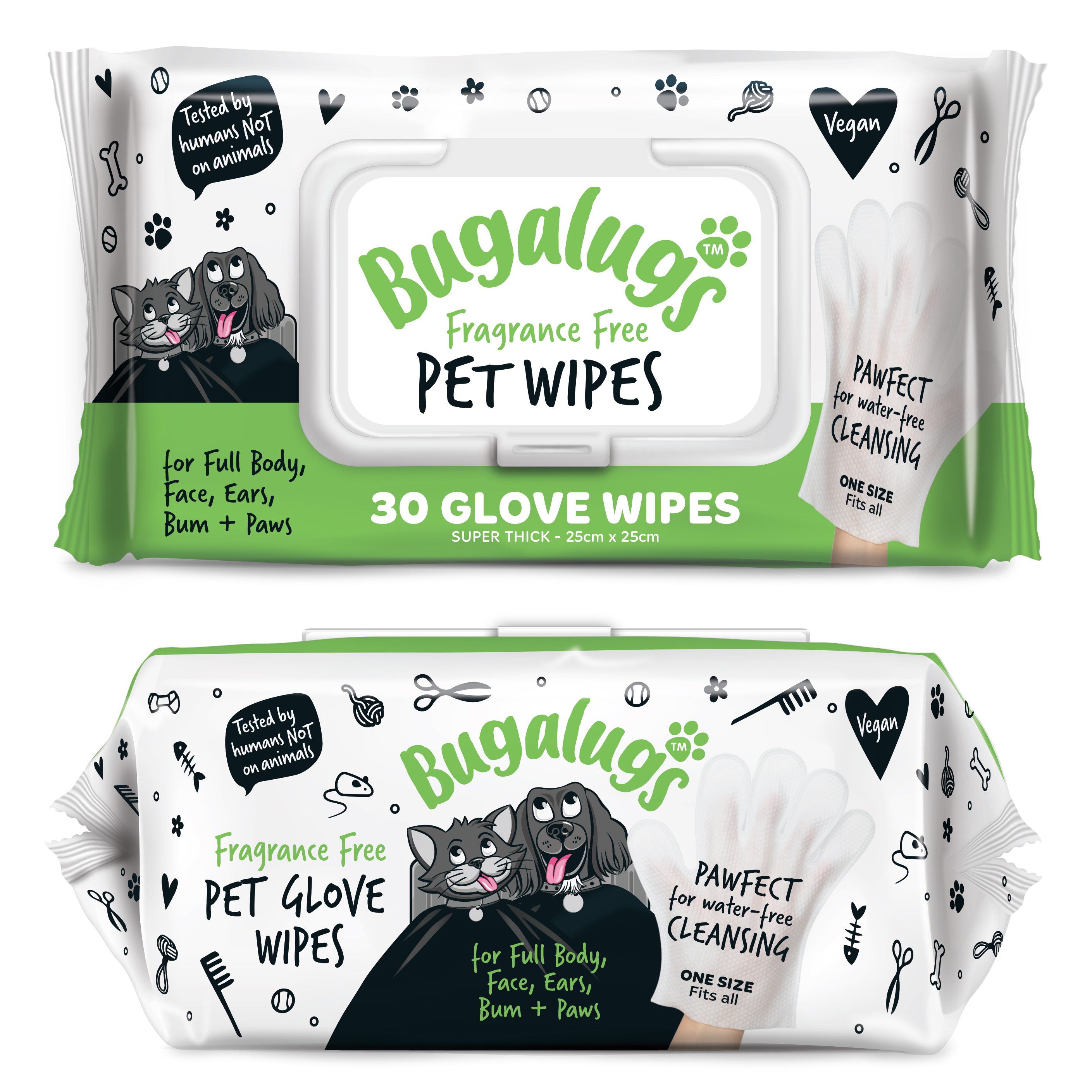 Bugalugs Fragrance Free Glove Pet Wipes
