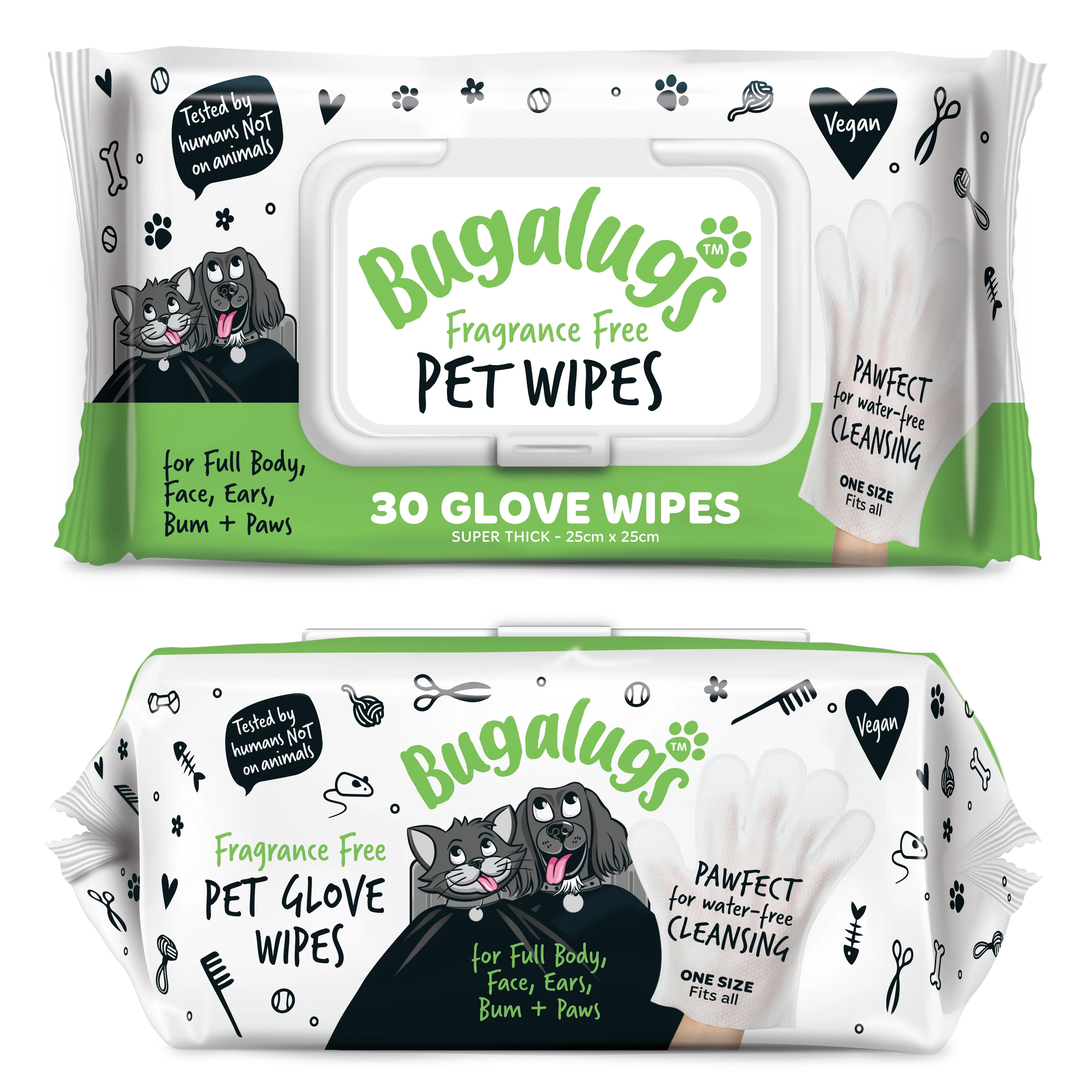 Bugalugs Fragrance Free Glove Pet Wipes