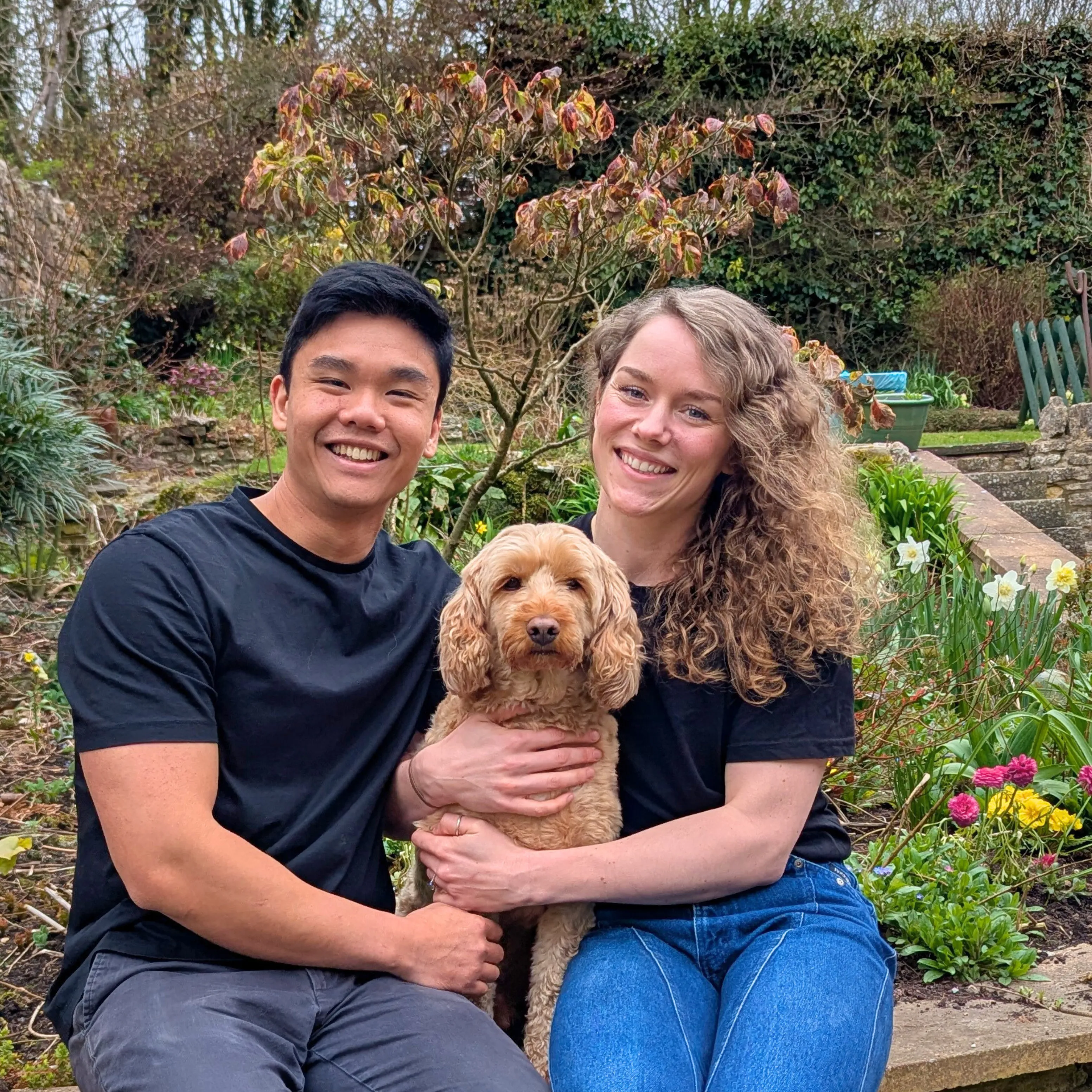 Pet Impact founders Alice and Gavin with their dog Alfie