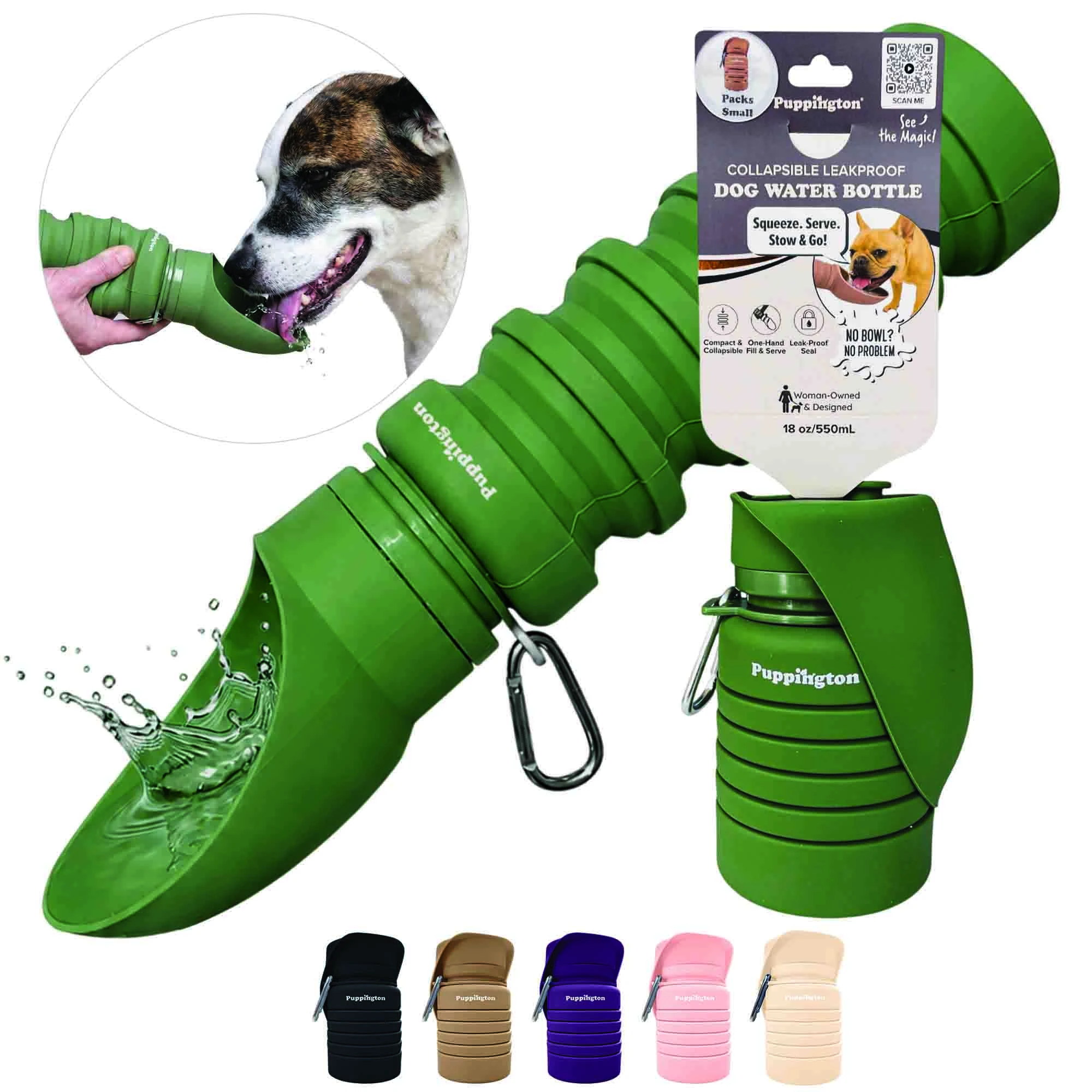 Puppington Collapsible Dog Water Bottle
