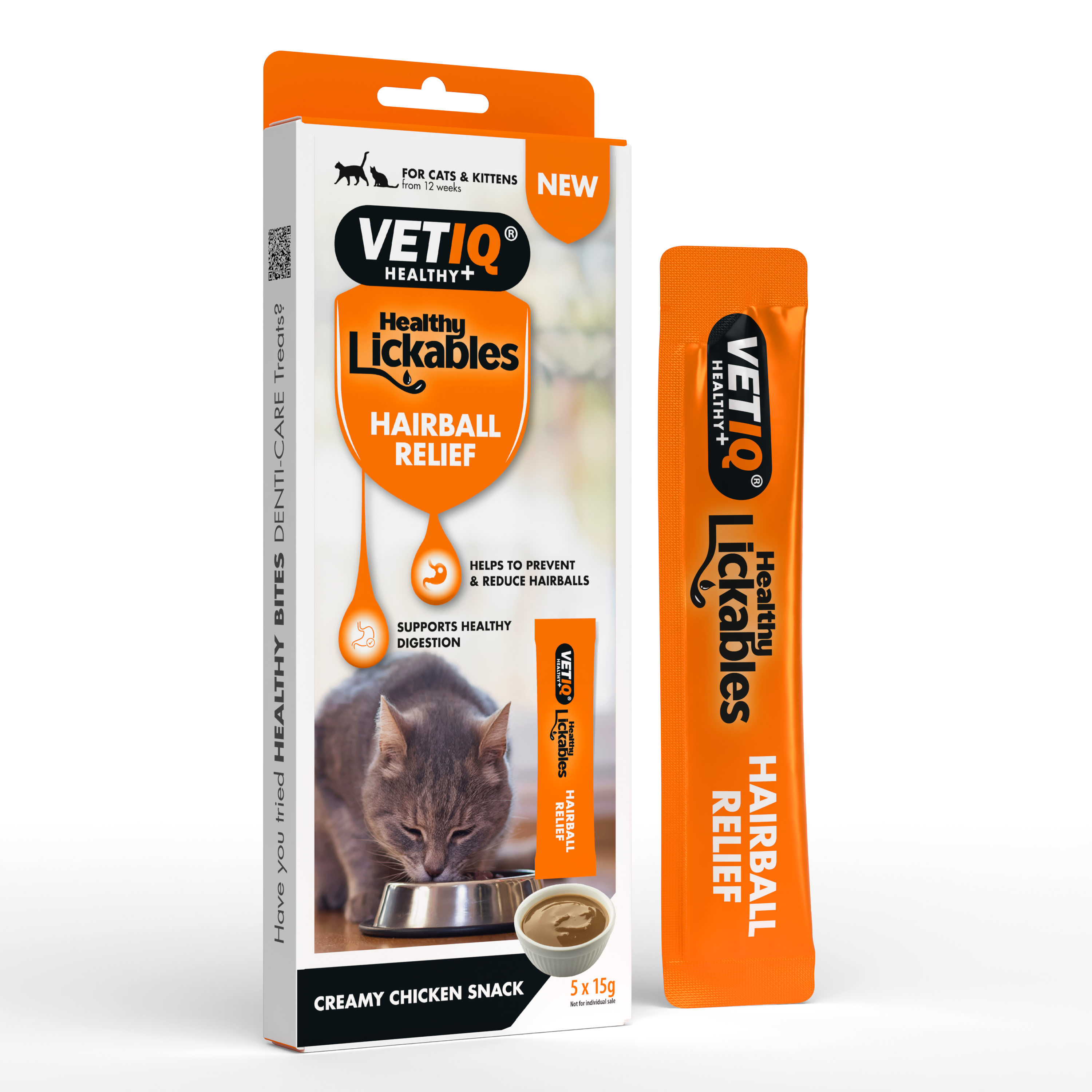VETIQ Healthy Lickables Hairball Relief 5x15g