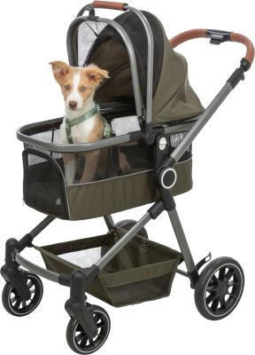 Dog stroller for dogs up to 22 kg, with a removable basket and rain cover