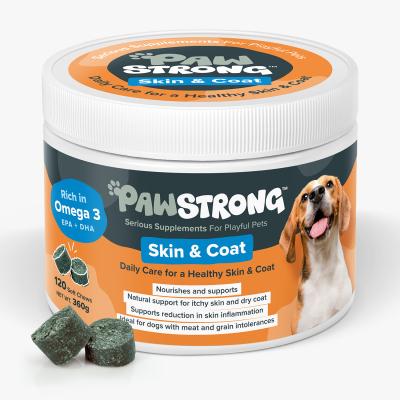 Pawstrong Skin & Coat Supplement for Dogs 120 chews 360g 
