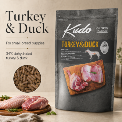 KUDO Turkey & Duck Mini Junior Cold-Pressed Dog Food – 3kg