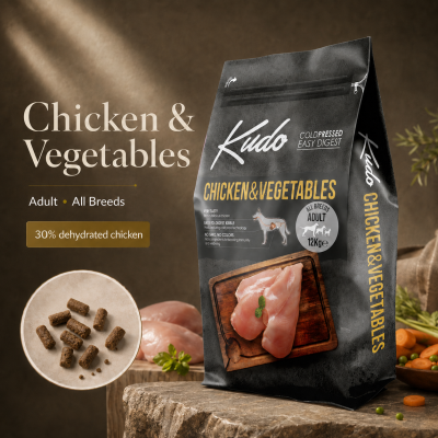 KUDO Chicken & Vegetables Adult All Breeds Cold-Pressed Dog Food – 12kg