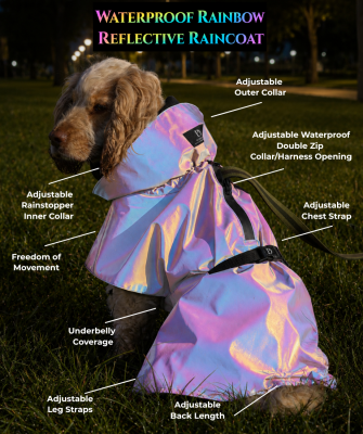 Waterproof Rainbow Reflective Raincoats for Dogs